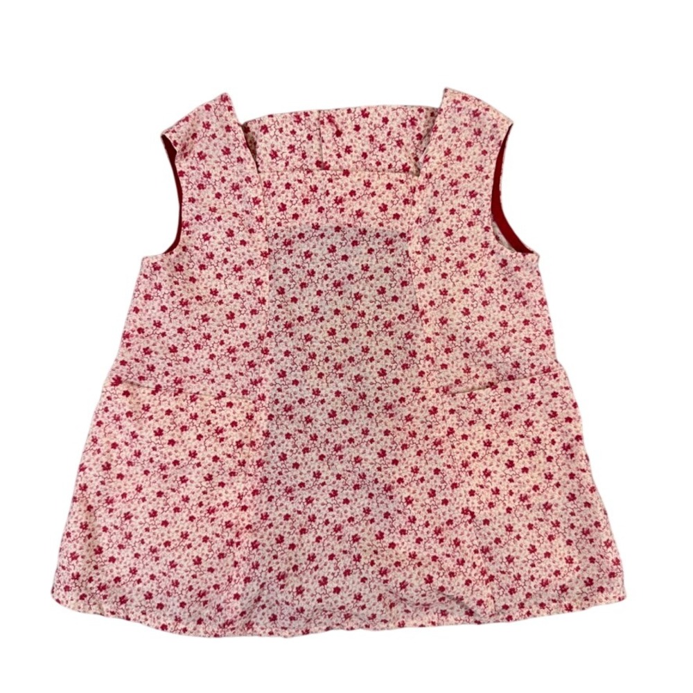 Vintage Calliope Philadelphia Red White Floral Sleeveless Pocket Top Sz 4 Kids